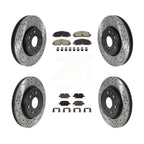 Transit Auto Front Rear Coated Drilled Slotted Disc Brake Rotors And Ceramic Pads Kit For Chevrolet Traverse Blazer GMC Acadia Buick Enclave KDC-101185