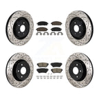 Transit Auto Front Rear Coated Drilled Slotted Disc Brake Rotors And Ceramic Pads Kit For Mitsubishi Outlander Nissan Pathfinder PHEV INFINITI QX60 ARIYA KDC-101232