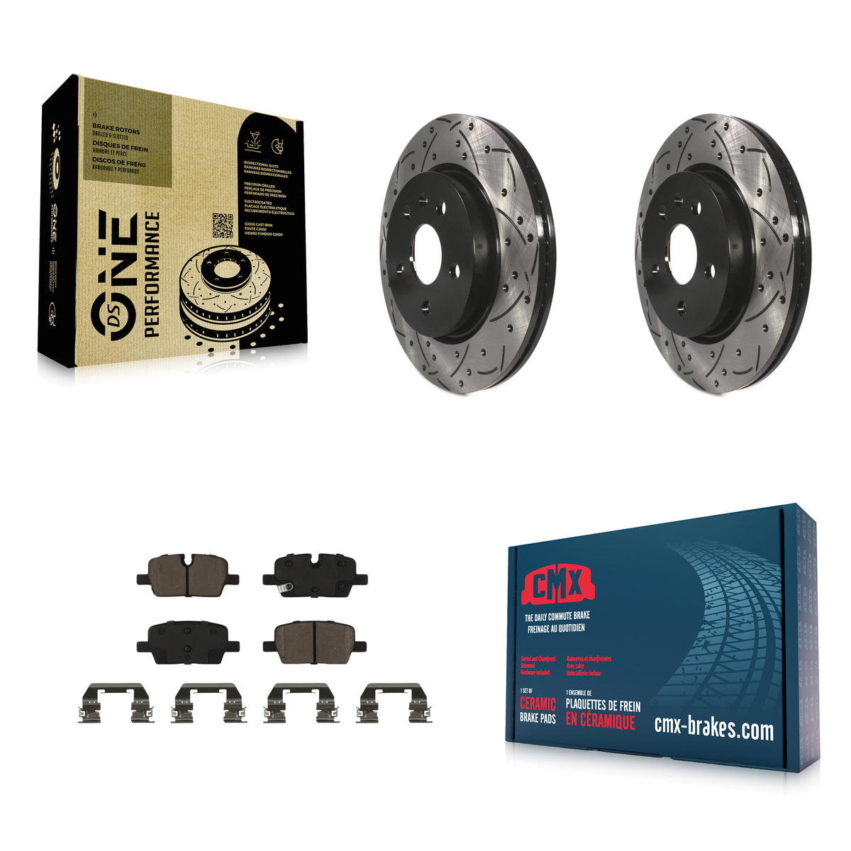 Transit Auto Rear Coated Drilled Slotted Disc Brake Rotors And Ceramic Pads Kit For Cadillac CT5 With 1 Piston Caliper KDC-101253