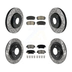 Transit Auto Front Rear Coated Drilled Slotted Disc Brake Rotors And Ceramic Pads Kit For 2021-2025 Hyundai Elantra 1.6L with Naturally Aspirated With Manual Parking KDC-101969