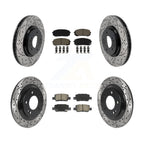Transit Auto Front Rear Coated Drilled Slotted Disc Brake Rotors And Ceramic Pads Kit For 2021-2025 Hyundai Elantra 1.6L with Turbocharged With Electric Parking KDC-101970