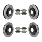 Transit Auto Front Rear Coated Drilled Slotted Disc Brake Rotors And Ceramic Pads Kit For 2021-2025 Hyundai Elantra 1.6L with Naturally Aspirated With Electric Parking KDC-101971
