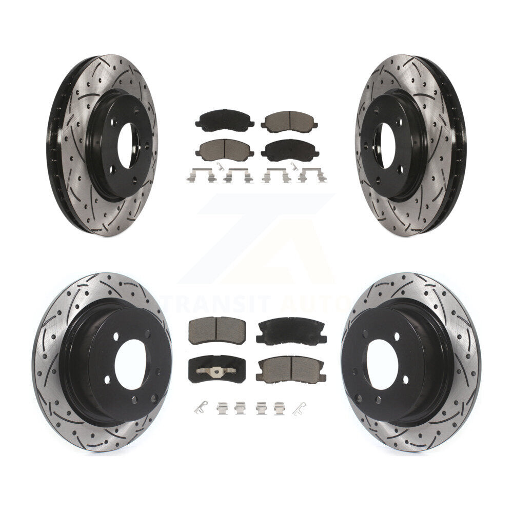 Transit Auto Front Rear Coated Drilled Slotted Disc Brake Rotors And Ceramic Pads Kit For Mitsubishi Lancer KDC-101972