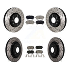 Transit Auto Front Rear Coated Drilled Slotted Disc Brake Rotors And Ceramic Pads Kit For 2018 Land Rover Range 3.0L with Supercharged With 350mm Diameter Rotor KDC-101973