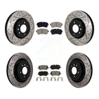 Transit Auto Front Rear Coated Drilled Slotted Disc Brake Rotors And Ceramic Pads Kit For Land Rover Range With 350mm Diameter Rotor KDC-101976