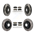 Transit Auto Front Rear Coated Drilled Slotted Disc Brake Rotors And Ceramic Pads Kit For 2021 Nissan Rogue 1st Digit Of Vin Is 5 K KDC-101977