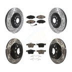 Transit Auto Front Rear Coated Drilled Slotted Disc Brake Rotors And Ceramic Pads Kit For 2019 Audi A3 With 340mm Diameter Rotor KDC-101978