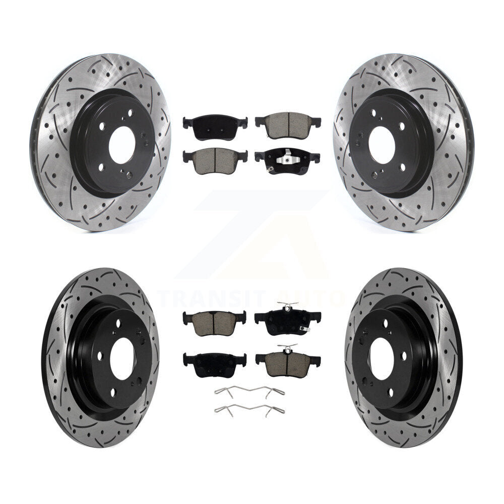Transit Auto Front Rear Coated Drilled Slotted Disc Brake Rotors And Ceramic Pads Kit For 2024 Acura Integra 1.5L KDC-101979