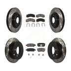 Transit Auto Front Rear Coated Drilled Slotted Disc Brake Rotors And Ceramic Pads Kit For 2017 Mitsubishi Lancer With 294mm Diameter Rotor KDC-101980