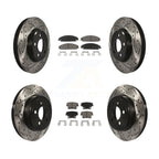 Transit Auto Front Rear Coated Drilled Slotted Disc Brake Rotors And Ceramic Pads Kit For 2019 Dodge Challenger SXT with AWD With 320mm Diameter Rotor KDC-101981