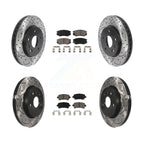 Transit Auto Front Rear Coated Drilled Slotted Disc Brake Rotors And Ceramic Pads Kit For 2013-2015 Chevrolet Malibu Turbocharged With 296mm Diameter Rotor KDC-101984