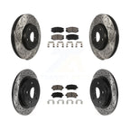 Transit Auto Front Rear Coated Drilled Slotted Disc Brake Rotors And Ceramic Pads Kit For 2013-2015 Chevrolet Malibu Naturally Aspirated With 321mm Diameter Rotor KDC-101985