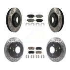 Transit Auto Front Rear Coated Drilled Slotted Disc Brake Rotors And Ceramic Pads Kit For 2016 Kia Optima Hybrid EX LX Premium With Manual Parking KDC-101986