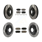 Transit Auto Front Rear Coated Drilled Slotted Disc Brake Rotors And Ceramic Pads Kit For 2016 Kia Optima Hybrid EX LX Premium With Electric Parking KDC-101987