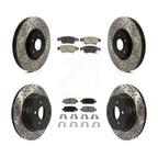 Transit Auto Front Rear Coated Drilled Slotted Disc Brake Rotors And Ceramic Pads Kit For 2009-2013 INFINITI G37 AWD With 1 Piston Caliper KDC-101988