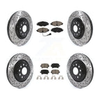 Transit Auto Front Rear Coated Drilled Slotted Disc Brake Rotors And Ceramic Pads Kit For Volkswagen GTI Without Performance Package KDC-101990