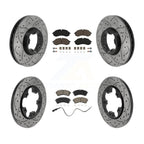 Transit Auto Front Rear Coated Drilled Slotted Disc Brake Rotors And Ceramic Pads Kit For Ford Transit-250 Transit-350 Transit-150 With 5 Lug Wheels 111mm Bolt Circle RWD KDC-101991