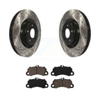Transit Auto Front Coated Drilled Slotted Disc Brake Rotors And Ceramic Pads Kit For 2022-2023 Porsche Macan Base Without Composite Brakes KDC-101992
