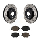 Transit Auto Rear Coated Drilled Slotted Disc Brake Rotors And Ceramic Pads Kit For 2023 Mercedes-Benz C43 AMG 2.0L KDC-101995