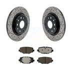 Transit Auto Rear Coated Drilled Slotted Disc Brake Rotors And Ceramic Pads Kit For 2022-2024 Jeep Grand Cherokee L With Solid KDC-101996