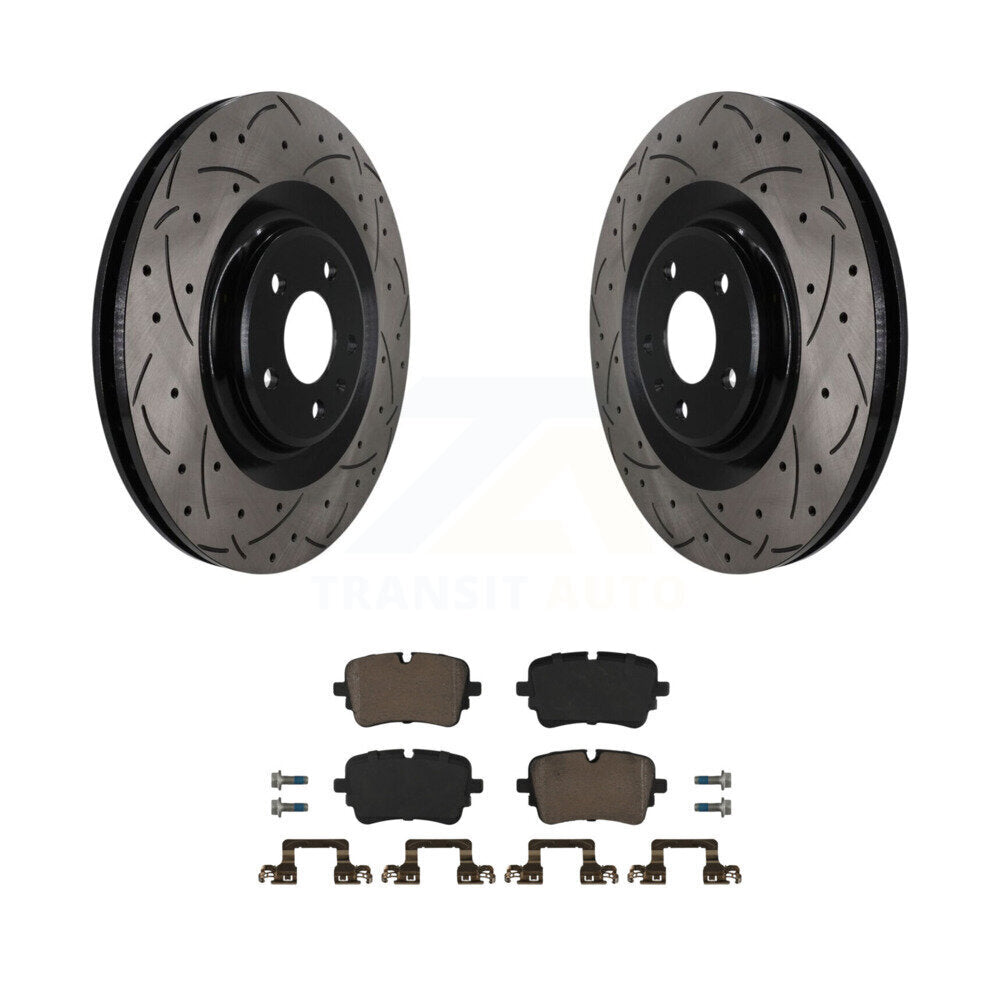 Transit Auto Rear Coated Drilled Slotted Disc Brake Rotors And Ceramic Pads Kit For Audi Q7 Q8 e-tron Quattro SQ8 Sportback SQ7 S6 A8 S8 S7 S KDC-101997