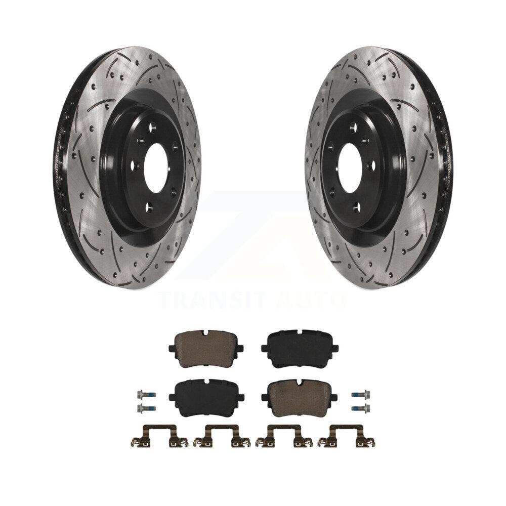 Transit Auto Rear Coated Drilled Slotted Disc Brake Rotors And Ceramic Pads Kit For 2020-2023 Audi S8 With 330mm Diameter Rotor KDC-101998