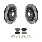 Transit Auto Rear Coated Drilled Slotted Disc Brake Rotors And Ceramic Pads Kit For 2007-2011 Volvo S80 FWD With Vented Rotor KDC-101999