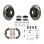 Transit Auto Rear Disc Drilled & Slotted Rotors Ceramic Pads Parking Brake Shoes And Hardware Kit For 2005-2006 Nissan X-Trail KDC-102001