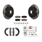 Transit Auto Rear Disc Drilled & Slotted Rotors Ceramic Pads Parking Brake Shoes And Hardware Kit For 2011-2020 Toyota Sienna KDC-102006
