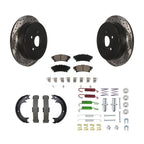 Transit Auto Rear Disc Drilled & Slotted Rotors Ceramic Pads Parking Brake Shoes And Hardware Kit For Toyota Highlander KDC-102008