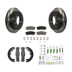 Transit Auto Rear Disc Drilled & Slotted Rotors Ceramic Pads Parking Brake Shoes And Hardware Kit For Toyota 4Runner Lexus GX460 FJ Cruiser KDC-102010