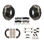 Transit Auto Rear Disc Drilled & Slotted Rotors Ceramic Pads Parking Brake Shoes And Hardware Kit For 2008-2009 Hummer H2 KDC-102011