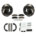 Transit Auto Rear Disc Drilled & Slotted Rotors Ceramic Pads Parking Brake Shoes And Hardware Kit For Ford F-350 Super Duty F-250 KDC-102013