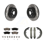 Transit Auto Rear Disc Drilled & Slotted Rotors Ceramic Pads And Parking Brake Shoes Kit For Lexus IS300 IS350 GS350 RC350 RC300 IS200t GS450h GS300 RC200t GS200t KDC-102015