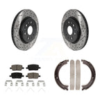 Transit Auto Rear Disc Drilled & Slotted Rotors Ceramic Pads And Parking Brake Shoes Kit For 2017 GMC Acadia KDC-102023