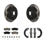 Transit Auto Rear Disc Drilled & Slotted Rotors Ceramic Pads And Parking Brake Shoes Kit For Toyota Sienna Highlander Lexus RX350 RX450h KDC-102026