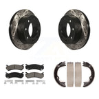 Transit Auto Rear Disc Drilled & Slotted Rotors Ceramic Pads And Parking Brake Shoes Kit For 2008-2009 Hummer H2 KDC-102029