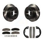 Transit Auto Rear Disc Drilled & Slotted Rotors Ceramic Pads And Parking Brake Shoes Kit For Ford F-350 Super Duty F-250 KDC-102031
