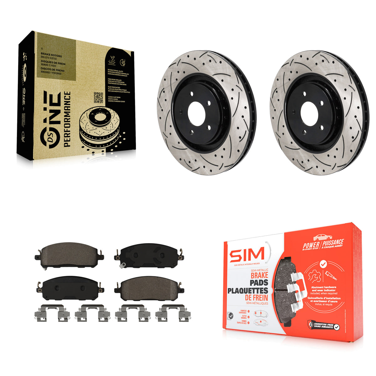 Transit Auto Front Coated Drilled Slotted Disc Brake Rotors And Semi-Metallic Pads Kit For Mitsubishi Outlander Nissan Pathfinder PHEV INFINITI QX60 ARIYA KDS-101107