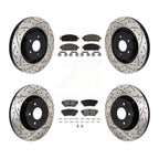 Transit Auto Front Rear Coated Drilled Slotted Disc Brake Rotors And Semi-Metallic Pads Kit For Mitsubishi Outlander Nissan Pathfinder PHEV INFINITI QX60 ARIYA KDS-101132