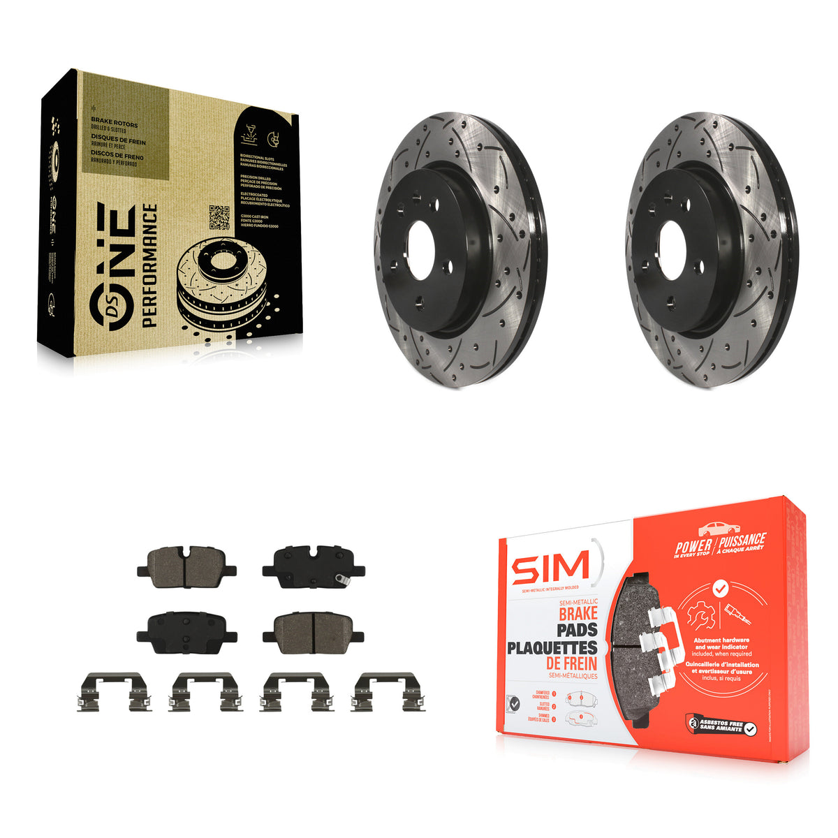 Transit Auto Rear Coated Drilled Slotted Disc Brake Rotors And Semi-Metallic Pads Kit For Cadillac CT5 With 1 Piston Caliper KDS-101188