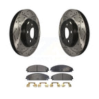 Transit Auto Front Coated Drilled Slotted Disc Brake Rotors And Ceramic Pads Kit For 2019 Dodge Challenger SXT with AWD With 320mm Diameter Rotor KDT-100044