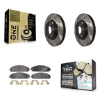 Transit Auto Front Coated Drilled Slotted Disc Brake Rotors And Ceramic Pads Kit For 2019 Dodge Challenger SXT with AWD With 320mm Diameter Rotor KDT-100044