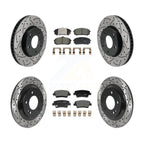 Transit Auto Front Rear Coated Drilled Slotted Disc Brake Rotors And Ceramic Pads Kit For 2021-2025 Hyundai Elantra 1.6L with Naturally Aspirated With Manual Parking KDT-102177
