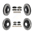 Transit Auto Front Rear Coated Drilled Slotted Disc Brake Rotors And Ceramic Pads Kit For 2021-2025 Hyundai Elantra 1.6L with Turbocharged With Electric Parking KDT-102178