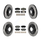 Transit Auto Front Rear Coated Drilled Slotted Disc Brake Rotors And Ceramic Pads Kit For 2021-2025 Hyundai Elantra 1.6L with Turbocharged With Manual Parking KDT-102179