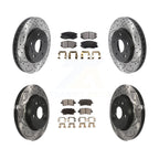 Transit Auto Front Rear Coated Drilled Slotted Disc Brake Rotors And Ceramic Pads Kit For 2013-2015 Chevrolet Malibu Turbocharged With 296mm Diameter Rotor KDT-102180