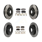 Transit Auto Front Rear Coated Drilled Slotted Disc Brake Rotors And Ceramic Pads Kit For 2013-2015 Chevrolet Malibu Naturally Aspirated With 321mm Diameter Rotor KDT-102181