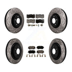 Transit Auto Front Rear Coated Drilled Slotted Disc Brake Rotors And Ceramic Pads Kit For 2018 Land Rover Range 3.0L with Supercharged With 380mm Diameter Rotor KDT-102183