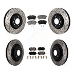 Transit Auto Front Rear Coated Drilled Slotted Disc Brake Rotors And Ceramic Pads Kit For 2018 Land Rover Range 3.0L with Supercharged With 350mm Diameter Rotor KDT-102184